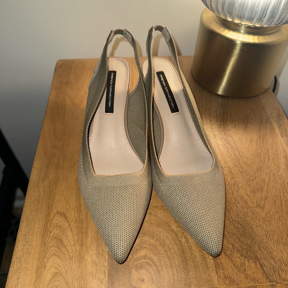 French Connection Tan Heels with Sophisticated Pointed Toe
